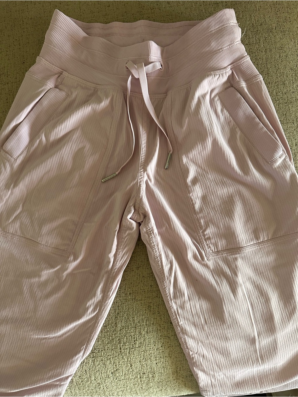 lululemon athletica Light Pink Ribbed Track Pants with Drawstring